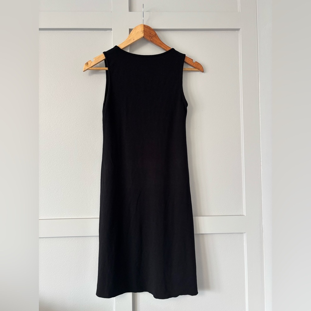 High Stretch Basic Black Sleeveless A Line Midi Dress - Picture 4 of 7